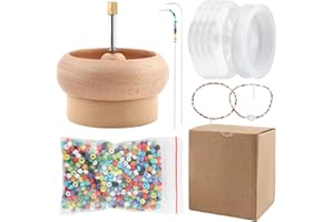SUNERLORY Kit de 1000 perles Spinner - Plateaux - Aiguilles Big Eye - Bracelet en bois - Fabrication de bijoux - Pour la taille, les bracelets, les colliers, les projets de bricolage