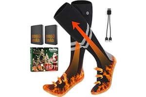 Ferdiiz Calze Riscaldate a Batteria, 2 X 9000mAh/5V Max. 18 Ore Inverno Ricaricabili Calzini USB Riscaldati Scaldapiedi Elettrico Calze al ginocchio con 3 Temperature per l'intero Plantare