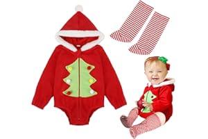 TAGVO Weihnachtskostüme für Kleinkind Baby, Winter Warmer Weihnachts-Overall Weihnachtskleid mädchen Jungen, Weihnachtsmann kostüm, Kleinkind Baby Warm Bodysuit Weihnachtsbaum Outfit