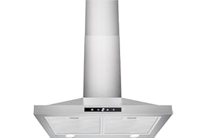 FIREGAS Chimney Cooker Hood 60 cm, 3 Fand Speeds, 335 m³/h,Touch controls,Recirculating & Ducting Extractor Hood Wall Mounted Range Hood 600mm Kitchen Extractor Fan - Stainless Steel