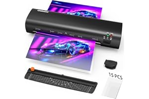 OidoZac A4 Laminator, 4 in 1 Compact & Portable Thermal Laminator with 15 Laminating Pouches, ABS Jam Release for Smooth Operation, No Bubble for Home Office School Use，Black