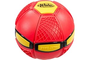 Wahu - PHLAT BALL Junior - Rojo - Mini Frisbee Transformable en Balón - Juguetes de Exterior para Niños Desde 5 Años - 10,2 cm Balón, 15,2 cm Frisbee - Regalo Niño Innovador - 2+ Jugadores