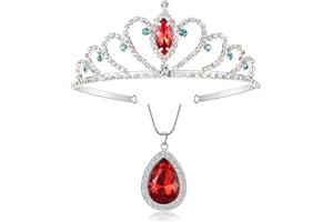 HENGKAIXUAN Evie Descendants 2 corona de piedra roja Tiara y colgante rojo collar Evie disfraz de Navidad Halloween para niños