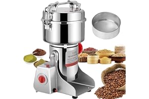 HOAPIN Getreidemühle für Getreide Elektrisch, Edelstahl und Motor, hohe Geschwindigkeit, zum Zerkleinern von Gewürzen, Nussknacker (1000g 3200W)