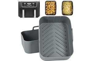 BYKITCHEN 2PCS Silikonform Heißluftfritteuse für Ninja, Zubehör für AF400EU, wiederverwendbarer Air Fryer Silikon Pot für Ninja Foodi/Innsky und anderen Dual Zone Air Fryer