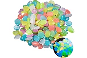 LEBKFT Glowing Pebbles Decorative Glow Stones 100 Pcs Glowing in the Dark Pebbles Cobblestones Rock Garden Decorative Pebbles for Garden Walkways Decoration Aquarium Fish Tanks Lawn Yard (Colorful)