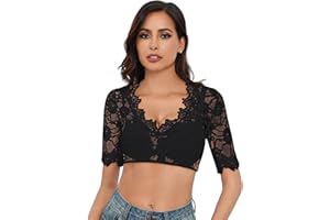 Parabler Dirndl Bluse Damen Spitze Dirndlbluse Schwarz Trachtenbluse Elegant Kurzarm Dirndlblusen Weiß Oktoberfest Kostüm Spitzenbluse XS-4XL