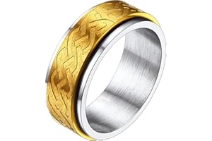 Richsteel Antiestrés Anillos Banda Giratoria, Spinner Anillo para Ansiedad con Brillantes/Cruces/Estrellas David/Nudos Celta, Acero Inoxidable/Dorado/Negro, Tallas Variadas