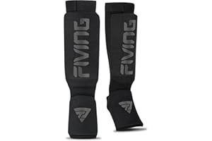 KUANG QUAN Shin Guards for Kickboxing, Muay Thai, MMA Fighting, Training, Instep Foam Protection, Leg Foot Protector, Martial Arts, Sparring, Boxing Gear