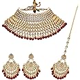 Shining Diva Fashion Latest Stylish Kundan Choker Wedding Party Traditional Bridal Necklace Jewellery Set for Women