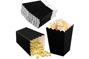 CATIME 50 Piezas Cartones de Palomitas Pequeñas, 5,5x7,5x10,7 cm Cajas de Palomitas de Maíz, Bolsa de Palomitas, Cartón Caramelo Contenedor, Cubo Palomitas para Fiestas Noches de Cine Cumpleaños (Negro)