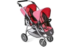Bayer Chic 2000 689 41 Tandem-Buggy Vario, Zwillings-Puppenwagen, Melange anthrazit-pink, 714779 cm