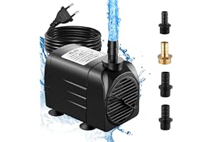 Lnicez Aquarium Pump 45W 3200L/H dränkbar pump Vattenpump Liten ultratyst dammpump Minivattenpump med 1,8m kabel, 4 munstycke