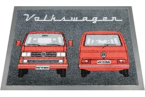 BRISA VW Collection – wycieraczka do Volkswagena, wycieraczka do drzwi, wycieraczka do brudu i stóp, VW T3 Bulli Bus Design przód i tył (czerwona)