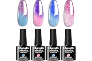 Allenbelle UV Nagellack Thermo Set 4 Farben Mit Geschenkbox,Gel Nagellack Farbwechsel Shellac Set Uv Gel Nail Art,Soak Off Uv Thermo Nagellac 025