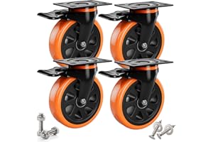 Asibaade Schwerlastrollen 125mm mit Bremsen inkl. Montagezubehör Lenkrollen Transportrollen 360° Drehung bis 720KG Tragbarkeit für Möbeltransport & Industrietransport