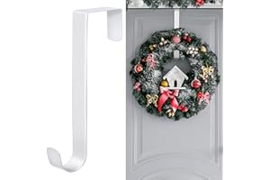 Aodaer 8 Inches White Christmas Wreath Door Hanger Metal Wreath Hook Non-Slip Christmas Hanging Hooks for Party Christmas Holiday Home Decoration