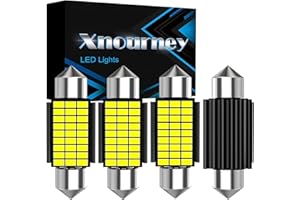 XNOURNEY Xnouney 4pcs Ultima 12-24V 6411 6418 C5W Feston LED lampadina, 6500K bianco 27SMD-3014 Chipset LED lampadina, CANBUS errore libero 1.5 "36mm per le lampade della cupola della carta