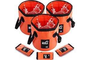 GBACHOOSE 3 pcs 12L Folding Water Bucket, Portable Collapsible Bucket, Outdoor Multifunctional PVC Folding Bucket for Camping, Traveling, Hiking, Fishing, Gardening, Car Washing