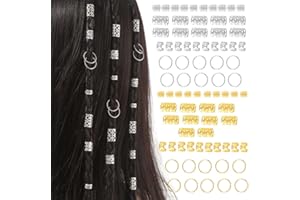 JYNXOR 80 Pcs Accesorios para el Pelo, Joyas para el Cabello, Joyas Loc para Rastas de Cabello, Puños Dorados para Trenzas, Anillos Pelo Ajustable, Adornos Pelo para Mujer y Hombres(Oro, Plateado)