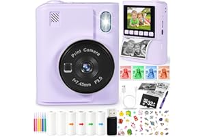 CYJJYZ Macchina Fotografica Bambini Istantanea, 1080P Fotocamera Digitale Bambini, con 32GB Scheda e 6 Rotoli di Carta da Stampa, fotocamera Istantanea, Regalo per Ragazze Ragazzi i dai 3-12 Anni