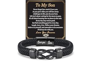 EPIRORA Birthday Gifts for Son Grandson Brother Dad Daddy Grandad Husband, Leather Bracelet Gifts for Boys Men Father's Day Christmas Valentines Day Bracelet Presents