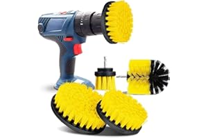AISENNO Brosse Nettoyante Perceuse Brosses à Récurer électriques pour Le Nettoyage de la Salle de Bain Voiture Moquette Sol Toilettes Cuisine Surface en céramique (Jaune, 4PCS)