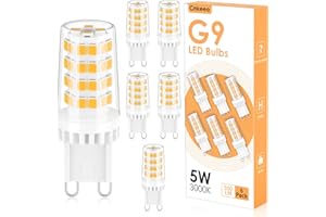 Cnkeeo Bombilla LED G9, 5W 3000K 500LM G9 LED Protección de los Ojos, Ángulo de Haz de 360º Sin Rincones Oscuros, No Regulable 6PCs (Blanco Cálido)