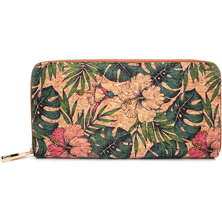 Simaru Portemonnee, portemonnee, veganistisch, van kurk, voor dames, RFID- bescherming, portemonnee voor 12 kaarten, bankbiljetten en munten, elegante beugelsluiting, duurzaam en duurzaam, beige, One
