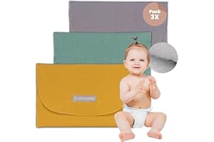 MIMUSELINA Lot de Organisateur de Sacs à Langer pour Bébé Imperméables - Sac à Couches Bebe pour Bébé idéal comme Porte Couches y Porte-Documents pour Nouveau-né (Menthe/Moutarde/Gris)