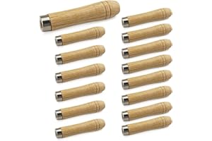 ACONDE Manico per lima in legno, manico per lima con forte colletto in metallo, per la lavorazione del legno, falegname, manutenzione attrezzi da 6 mm, lunghezza 105 mm, 15 pezzi