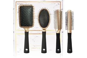 MEISHEAMIN 4 Pcs Hair Brush Set,Professional Styling Hair Brush for Men Women,Flexible Soft Pin Bristles for Long Thick Curly Wavy Dry Damaged Hair