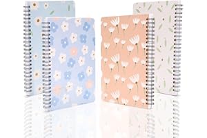ROSNONG IEKSH A5 Spiral Notebooks Bound(160Pages) Waterproof Notepad Cute Exercise Lined,Hardcover,Easy to Carry,4pcs-Fresh