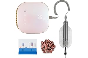 Madenia Brushless Nail Drills for Acrylic Nails Professional, 35000RPM Electric Nail File with Touch Screen, Laser Pink Digital Efile Nail Drill Machin for Salon Home Manicure Pedicure Use, Low Noise