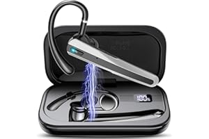 Atheewon V5.3 Bluetooth Headset, Wireless Hands-Free Headset with ENC Dual Noise Cancelling Mic, 120 Hours Playtime In-Ear with LED Charging Box, Bluetooth Earphones for Mobile Phone/Trucker Driver