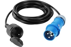 MEISHILE 1m Cable Adaptador CEE, 230 V/16 A/CEE Cable Adaptador, Con Protección De Contacto, 3 Pines Cable Adaptador para Barco, para Conexión De Electricidad En Caravanas y Barcos/Conexión De Tierra