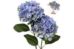OAIRSE 2 fiori artificiali di ortensia, fiori finti decorativi viola realistici al tatto, in seta, stelo lungo 63 cm, per casa, hotel, ufficio, decorazioni per matrimoni