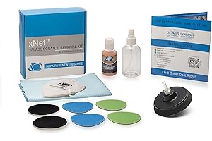 Kit de réparation de rayures Glass polish - Pour bricolage et système Gp-wiz - Élimine les rayures, les dépôts minéraux, les dommages causés par les eaux, éraflures et gravures d'acide - Composants 75 mm - Multicolores