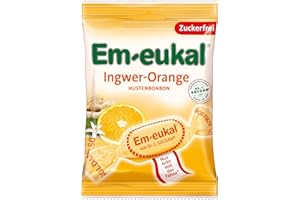 ‎EM-EUKAL Em-eukal Ingwer-Orange Hustenbonbon zuckerfrei 75g – Aromatischer Ingwer und fruchtig-erfrischende Orangen sorgen für ein harmonisches Geschmackserlebnis – Mit Vitamin C (1 x 75g)