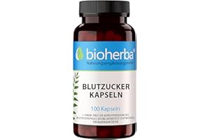 ‎BIOHERBA Blutzucker Kapseln 100 stk – Mit Chrom zur Aufrechterhaltung eines normalen Blutzuckerspiegels | Enthält Zimt, Quercetin, Alpha-Liponsäure & NAC | Von BIOHERBA