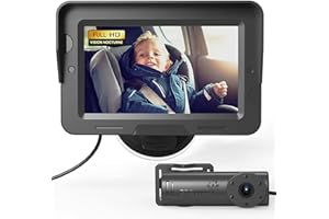 GROWNSY Miroir Voiture Bébé HD 1080P Caméra voiture bébé avec vision nocturne et grand angle, Entièrement Réglable, USB Plug & Play,Siège Auto Face à la Route, Installation facile