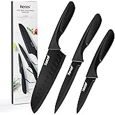 hecef Knife Set of 3 Sharp Kitchen Knives Designed with Non-Stick Coated Blade & Lightweight Ergonomic Handle for Effortless 