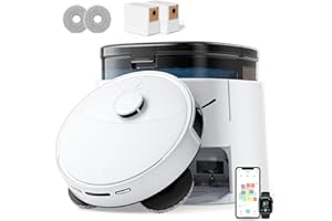 LEFANT M3 Robot Aspirador y Fregasuelos, Potente Succión de 12000 Pa, Doble Giro Fregar, Lavado y Secado Automático, Vaciado Automático para 3,2 L, Cepillos Antienredos, App/Alexa/iWatch, 2,4 G y 5G