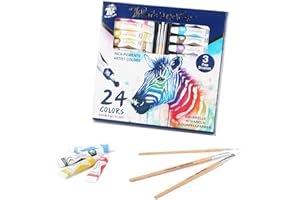 Watercolour Paint Set Professional Painting Suppliers Kit in 24 Tubes with 3 Paint Brush for Artists, Beginners, Students, Hobbyists, Adults, Children by TBC The Best Crafts