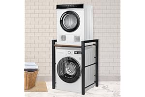 AYDFUORT Waschmaschinen Untergestell, Verbindungsrahmen Waschmaschine Trockner Universal, Waschmaschinenschrank Tragfähigkeit 300kg, Waschmaschinenregal für Waschmaschine und Trockner (Schwarz, 75X65X105CM)