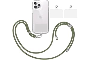 TBOC Pack: Cordón Correa Cuerda Universal [Verde Militar]+ 2 Parches Extra de Sujección | Colgar Funda Teléfono Móvil Cuello | Cinta Colgante Colgador Lanyard Enganche Llavero Móviles [PACK VerdeMili]