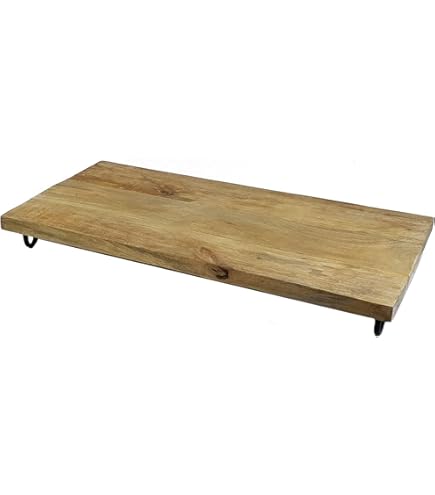 Novaliv 4 x dienblad van mangohout, 60 x 33 x 2,5 cm, hoogwaardig houten dienblad met handgrepen, robuust dienblad met handvat voor gerechten, dranken of als decoratie