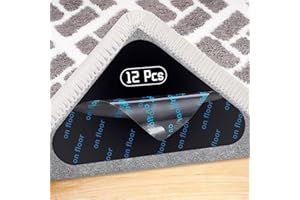 banpa Anti-Slip Rug Gripper for Carpet, Washable & Reusable Anti Curling Rug Pads for Laminate, Wooden, Tile Floors Triangle Rug Stickers (Pack of 12)