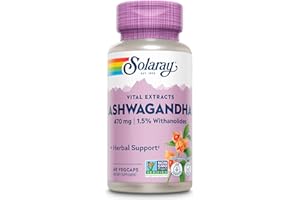 SOLARAY® Ashwagandha. 60 VegCaps en Cápsula blanda. Alivio de la ansiedad. Extracto estandarizado de raíz Ashwagandha. Hierba utilizada en la tradición Ayurveda. Sin gluten. Apto para veganos.
