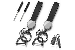 XUEFENFEI 2 sztuki skórzanych breloczków do kluczy samochodowych, uniwersalne, zapobiegające zgubieniu pierścienia D, prezent dla kobiet i mężczyzn